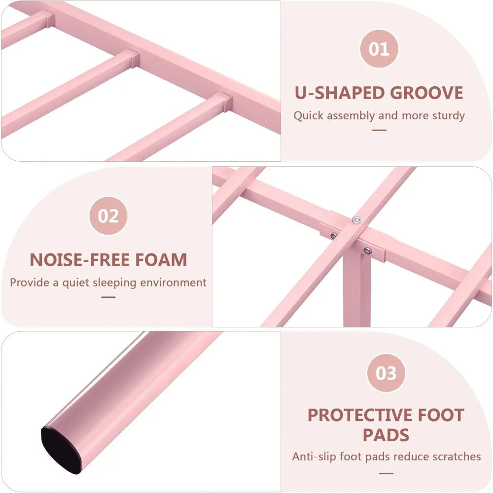 Queen Size Metal Bed Frame – Heavy‑Duty Platform with Slat Support, No Box Spring Needed