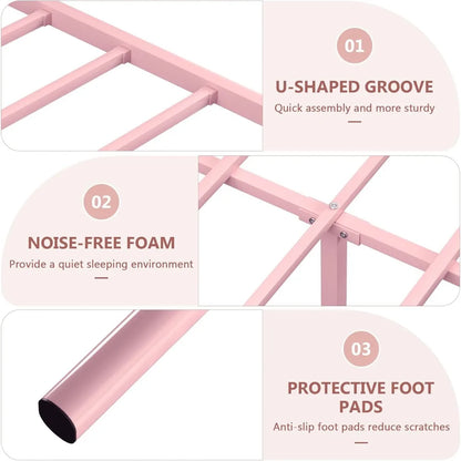 Queen Size Metal Bed Frame – Heavy‑Duty Platform with Slat Support, No Box Spring Needed