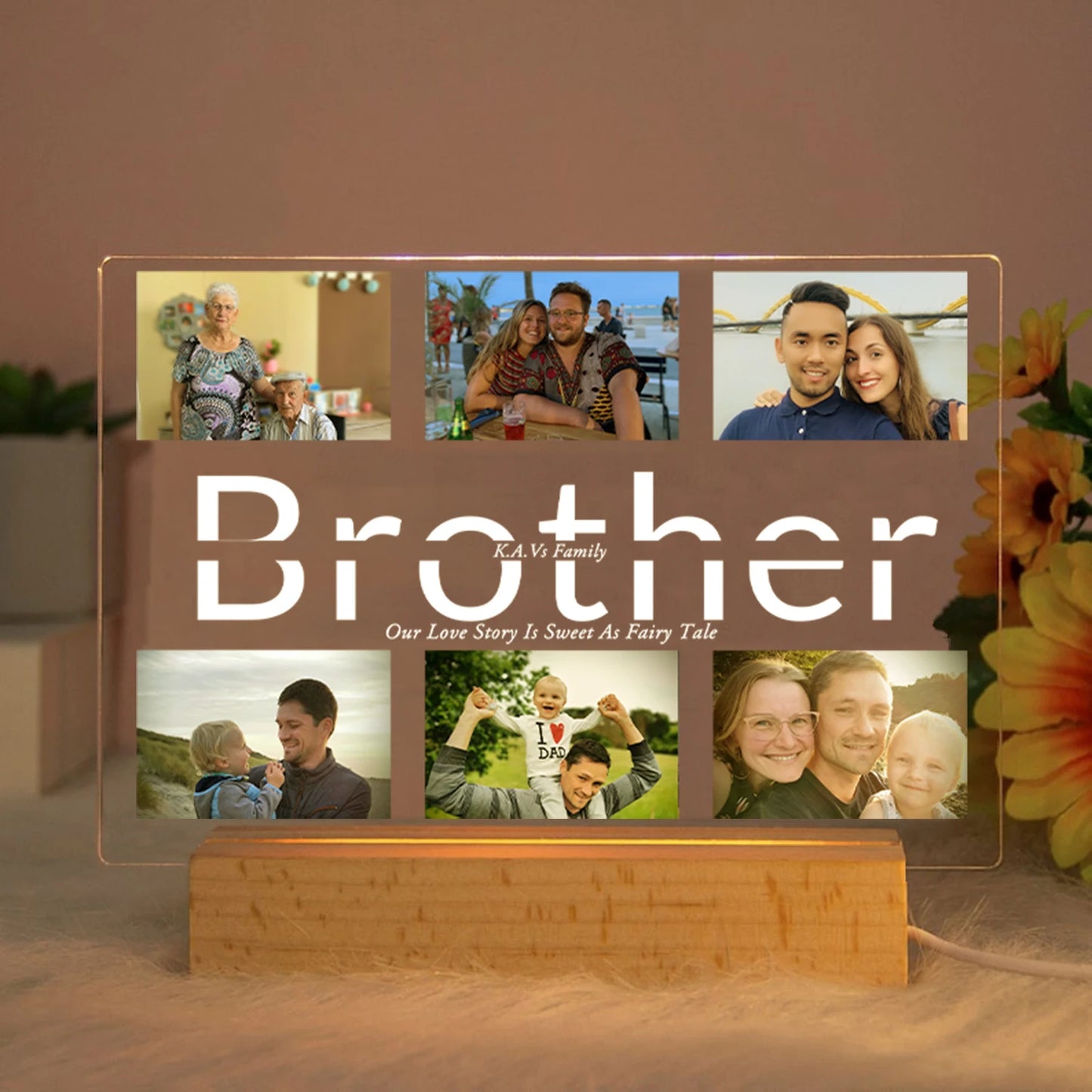 Custom Acrylic Lamp Personalized Photo Text Bedroom Night Light MOM DAD LOVE Friend Family Day Wedding Birthday Christmas Gift