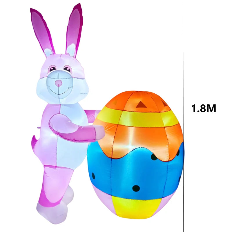 Easter Inflatable Outdoor Toys Easter Bunny Family Eggs Carrot with Build-in LEDs Blow Up Decorations for Party Yard Garden Lawn