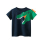OLEKID 2025 Summer Stripe Children Boys T-shirts Printed Letter 2-8 Years Kids Little Boy Tops Short Sleeve Toddler Tees Clothes