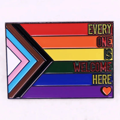 Rainbow LGBT Encourage Letters Metal Enamel Badge Gay Lesbian Asexual Transgender Adaptive Lapel Pin Jewelry Gifts Accessories