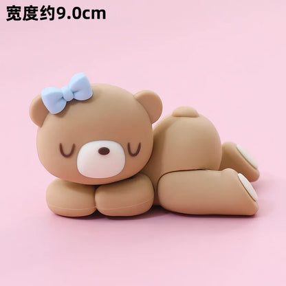 Cute Bear Ornament Cake Topper Pink Blue Cartoon Bear Soft Rubber Doll Boy Girl First Birthday Party Cake Decoration Baby Shower