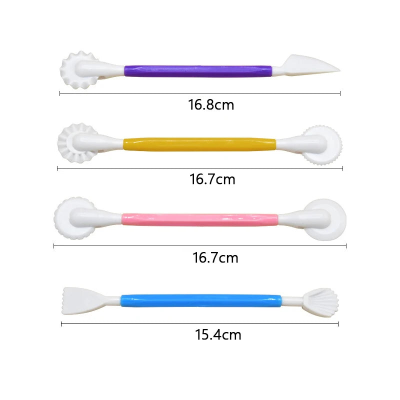 4 Pcs/set Fondant Cake Decorating Sugarcraft Making Wheel Embosser Cookie Cutter Tool Set