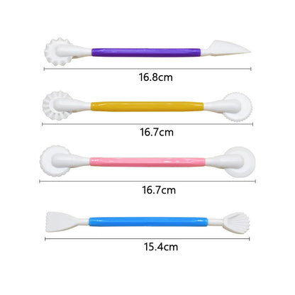 4 Pcs/set Fondant Cake Decorating Sugarcraft Making Wheel Embosser Cookie Cutter Tool Set