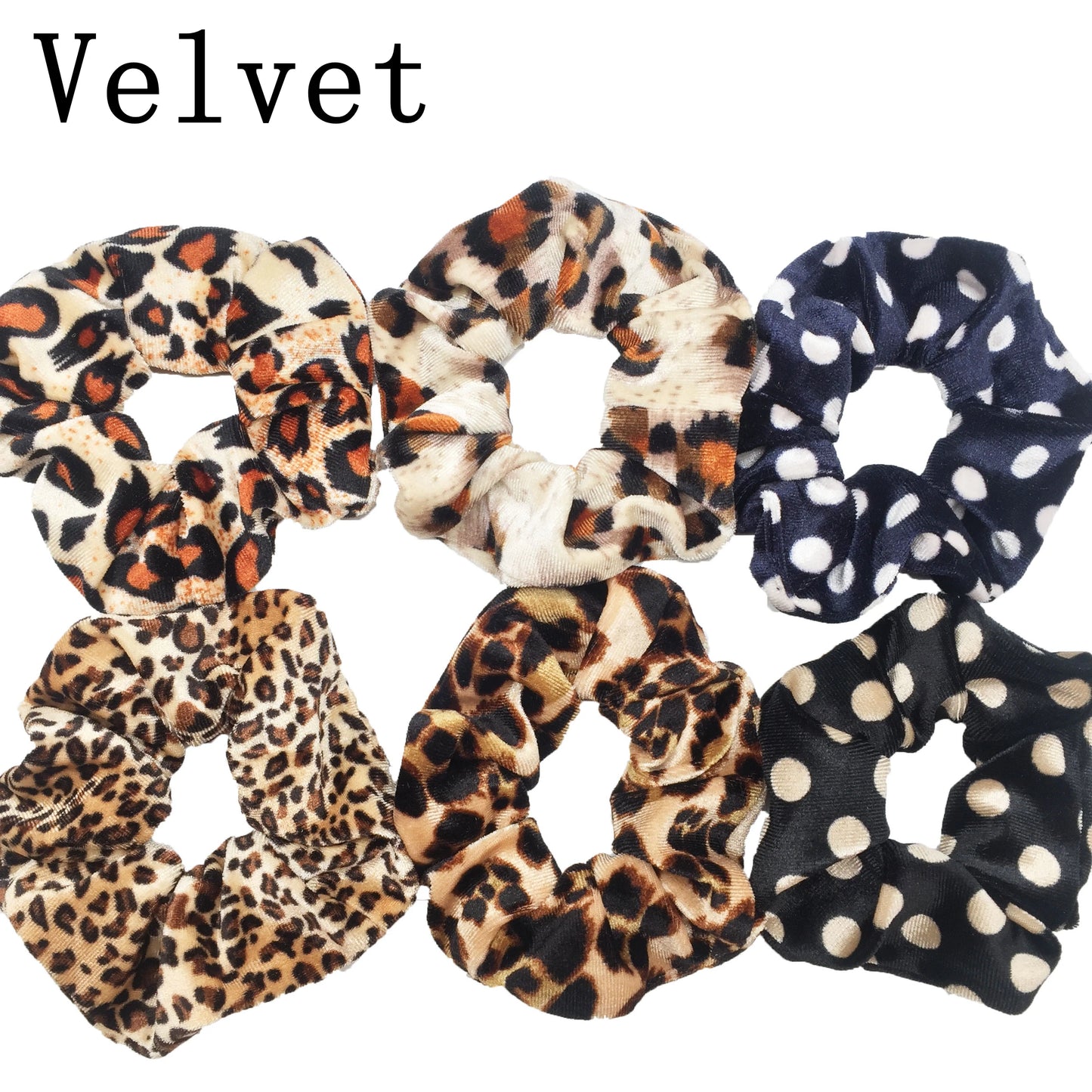 10/6 Accessories Scrunchies Hair Scrunchy Women Velvet Solid Leopard Tie Dye Ponytail Holder Headwear Elastic Ties Bands Set