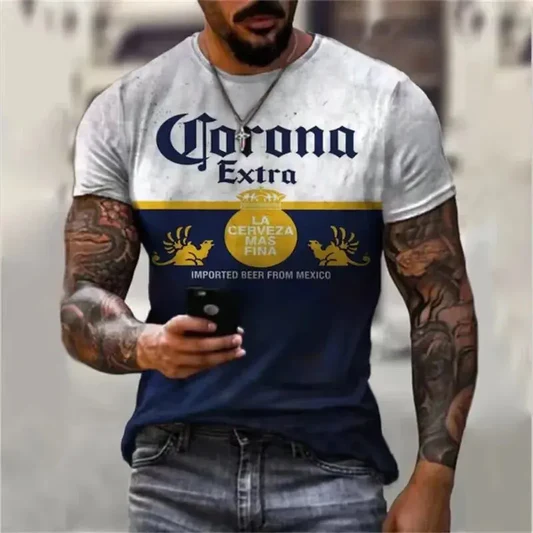 Men Beer Printed Short Sleeve T-Shirt