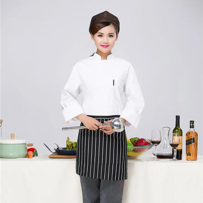 Long Sleeve Chef Coat for Big Men in White – Perfect Uniform for Kitchen Staff in Restaurants and Hotels