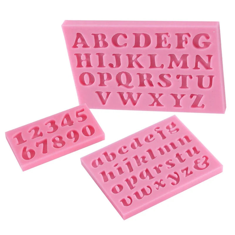 3pcs/set Number Letter Shape Silicone Mold Cake Decoration 3D Food Grade Soap Chocolate Moulds