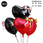 22inch Pink Red Black Heart Shaped Foil Balloons with Bow Valentines Day Wedding Party Decorations Birthday Baby Shower Supplies