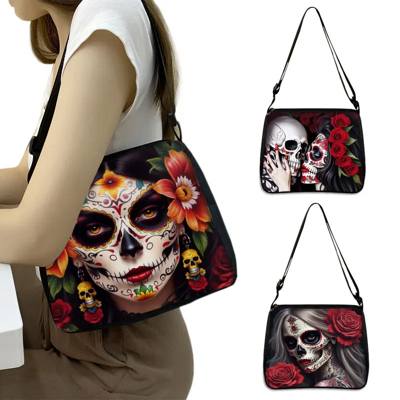 Day of the Dead Skull Crossbody – Mexico Print Messenger Bag for Travel & Everyday Use