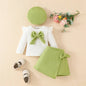Baby Girls Clothes New Year Set 0-3Y Long Sleeve Big Bow Top Irregular Skirt and Beret 3Pcs Toddler Christmas Clothes
