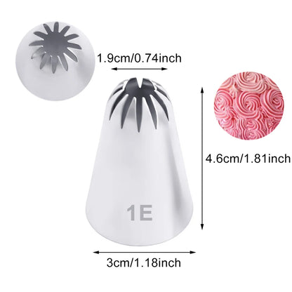 1/4pcs #1G#1E#1C#1B Stainless Steel Piping Nozzles Cream Nozzles Cupcake Pastry Confectionery Accessories Cake Decorating Tools