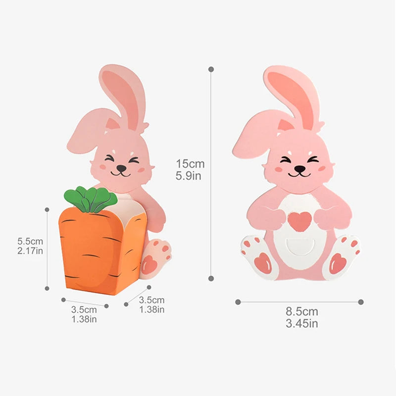 10/20/30pcs Easter Cute Bunny Rabbit Carrot Paper Cookie Candy Box Gift Packing Boxes for Kids Birthday Happy Easter Party Gifts