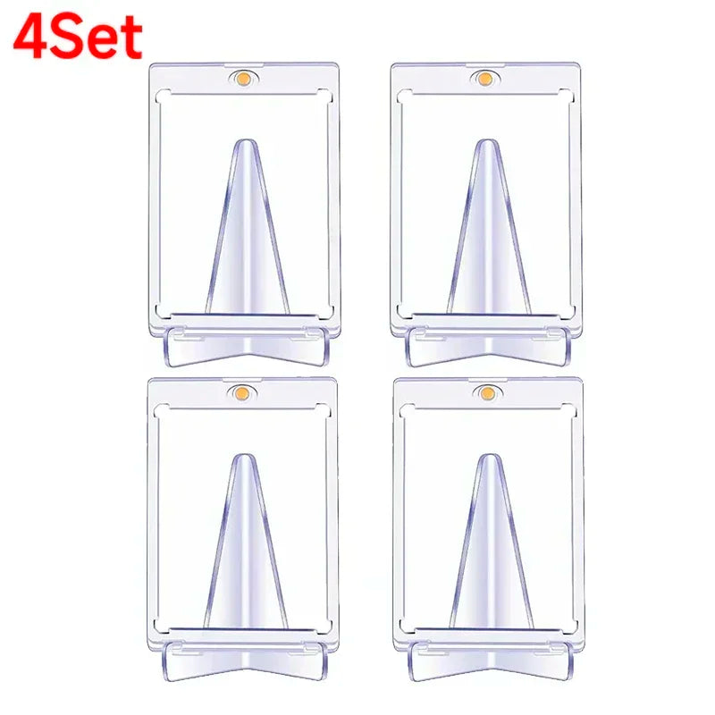 10-1PCS Magnetic Cards Holder for Trading Card Support Set Arcylic Triangle Card Display Stand Waterproof Transparent Protector