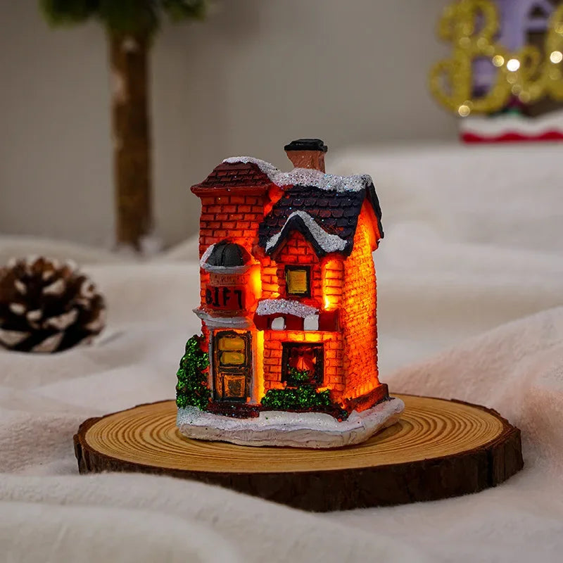 New year Decoration LED Night Light Christmas Luminous House Sculpture Ornament