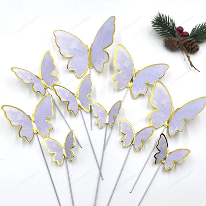 Purple Pink Butterfly Cake Decoration Happy Birthday Cake Topper Wedding Birthday Party Dessert Baking Decoration