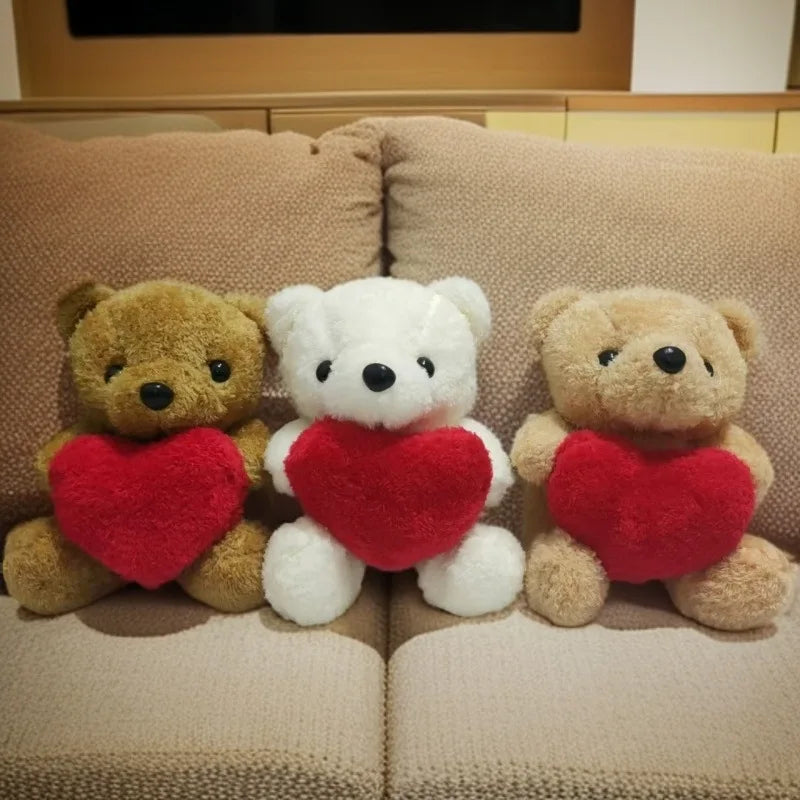 20cm Kawaii Heart Teddy Bear Plush Doll Holding Love Stuffed Animal Valentines Gift Christmas Toy for Her Collectors