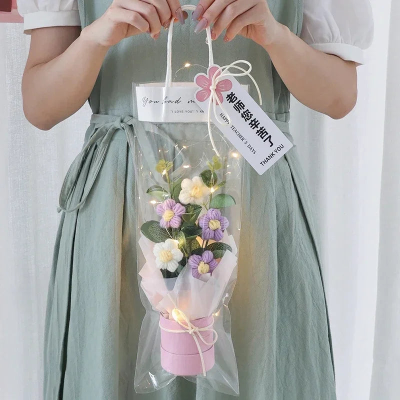 Crochet Flower Bouquet Mother's Day Gifts with LED Light String Hand Knitted Flowers Graduation Artificial Flowers Decor
﻿ 
﻿
