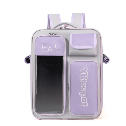 Cat backpack, outing schoolbag, double-shoulder pet bag, cat for travel, dog and cat supplies, transparent large-capacity portab