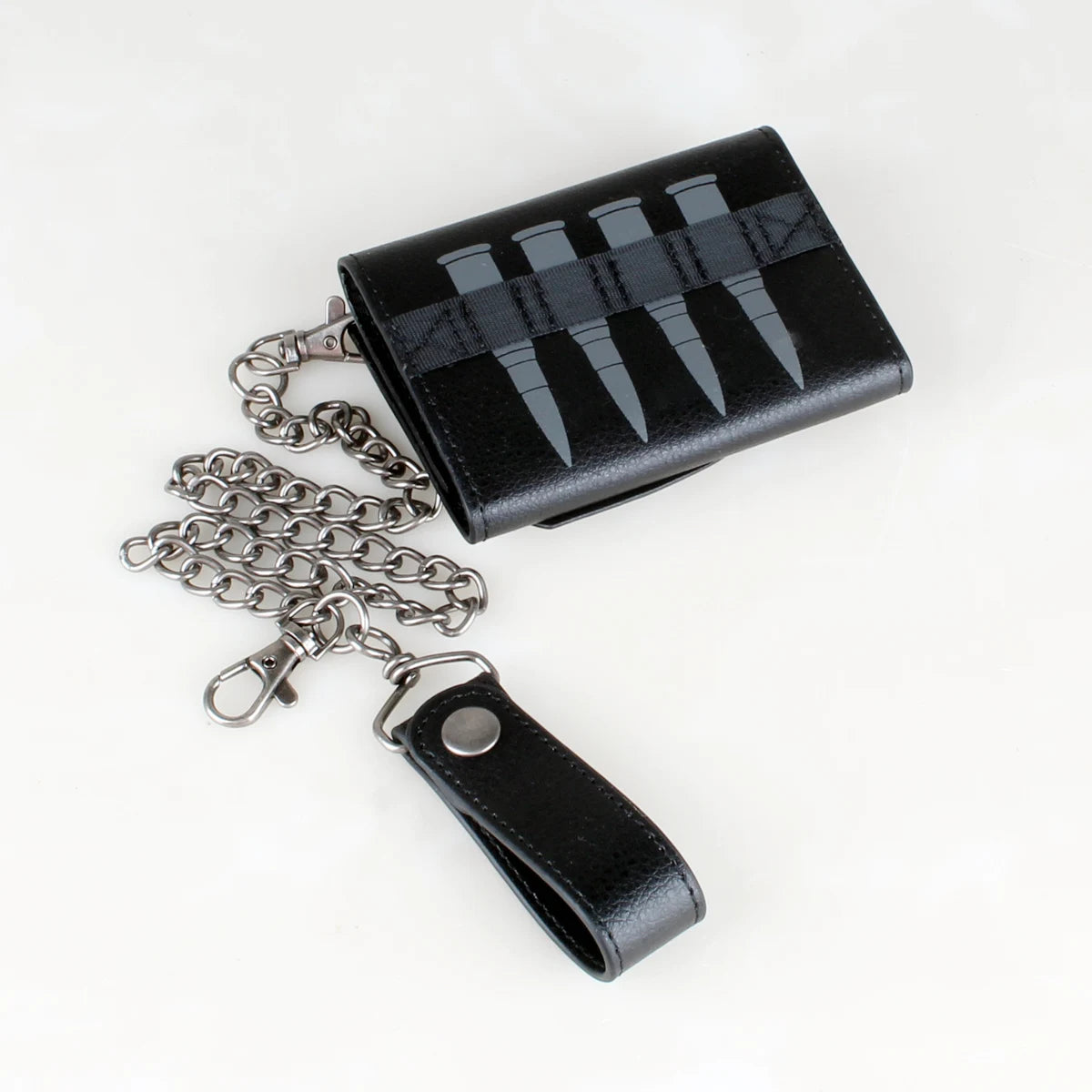 Skull  Hip Hop Wallet With Chain, PU Leather Trifold Wallet