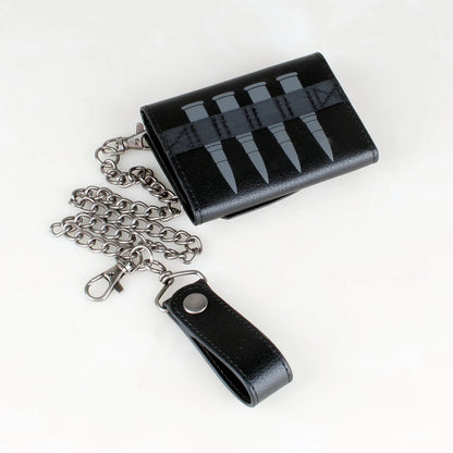 Skull  Hip Hop Wallet With Chain, PU Leather Trifold Wallet