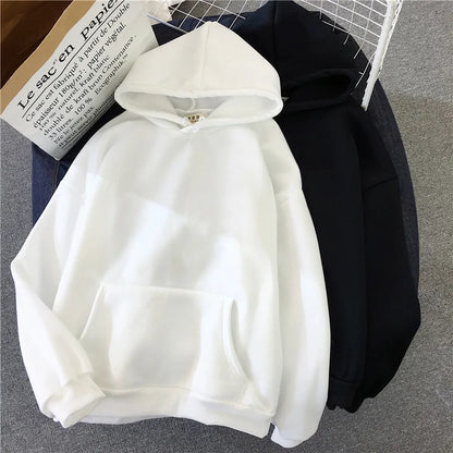 Solid Hoodie Comfortable Stretch Sweatshirts Loose Pocket Female Pullovers