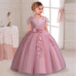 Girl's Elegant Wedding Embroidered Mesh Princess Graduation Party Prom Evening Dress 4–12-Year-Old