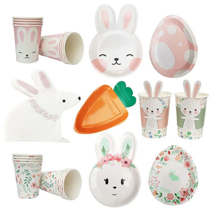 Happy Easter Party Supplies – Bunny, Carrot & Egg Paper Plates for Kids’ 1st, 2nd & 3rd Birthday Decorations