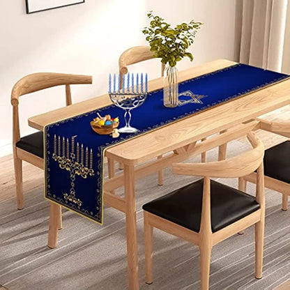 Hanukkah Menorah Table Runner – Star of David Holiday Home Décor