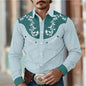 Men’s Retro Western Shirt – Long Sleeve Stretch Top (S–5XL)