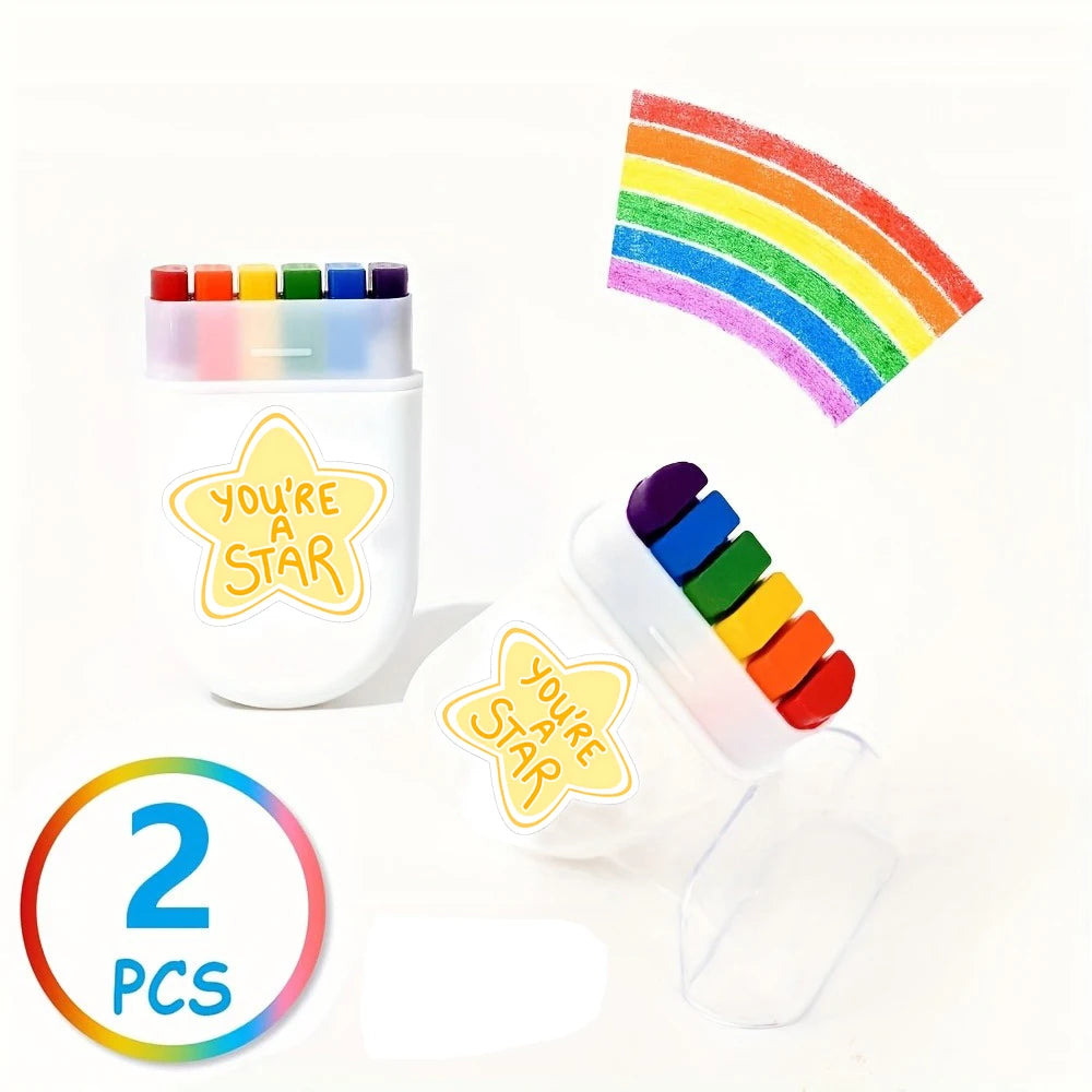 2 Pcs Rainbow Crayon Paint Color Set - Birthday Party Colorful Theme Oil Pastel Accessories, Family Christmas Halloween Gift