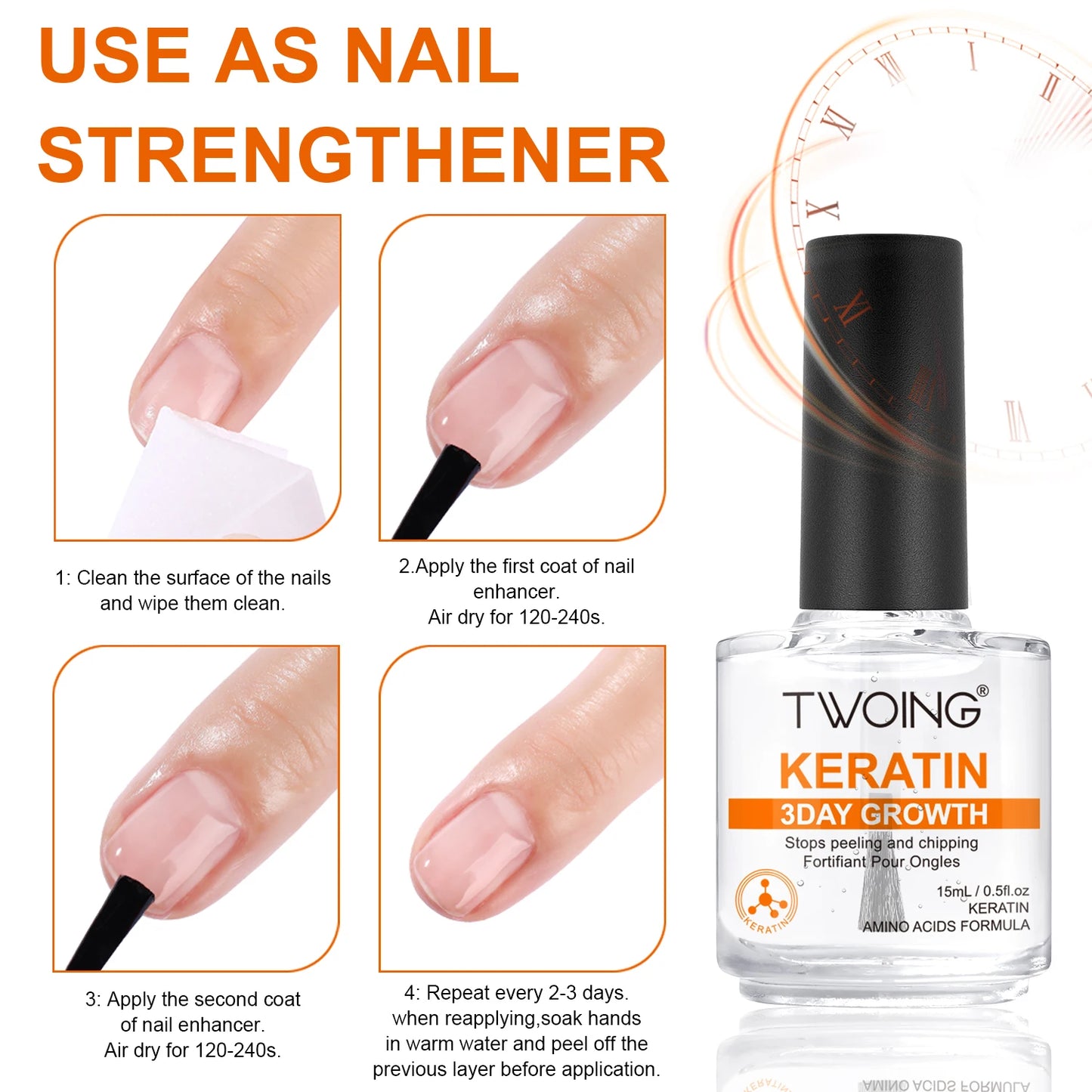 Nail-Aid Keratin 3 Day Growth,Stop Your Nails From Chipping And Peeling,Nail Care Products, Harden Your Nails,Enhance Nail Gloss