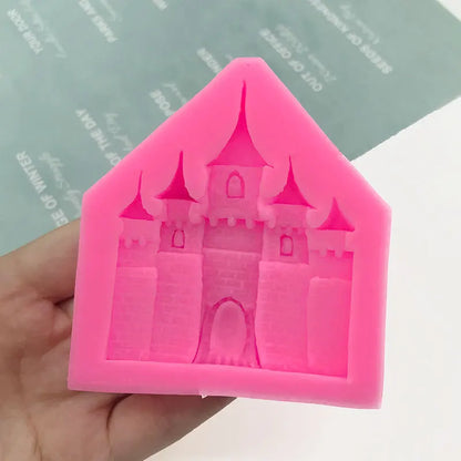 1 piece, castle shaped silicone mold, flipped sugar cake decoration, European style architecture retro castle chocolate mold