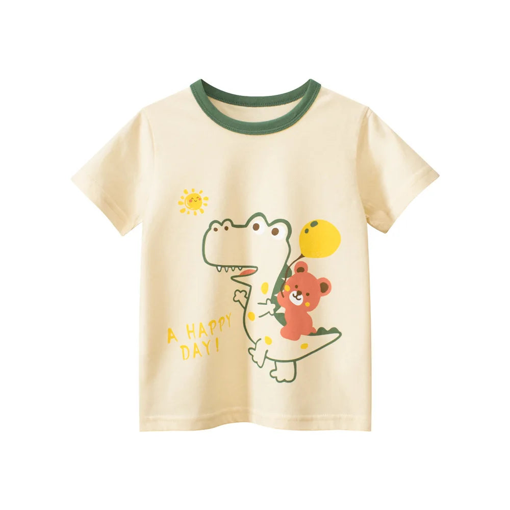 2-8 Years Summer Children Boys T-shirts Cartoon Printed Letter Baby Boy Short Sleeve Tops Kids T Shirts Toddler Clothes