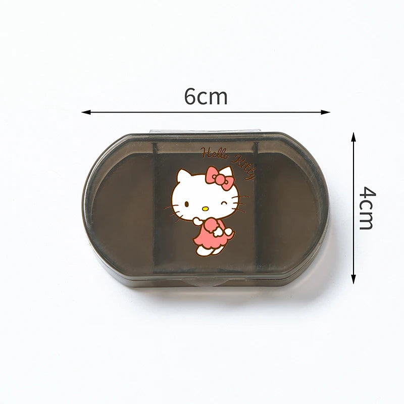 Cartoon Hello Kitty My Melody Plastic Pill Box Mini Tablet Case Anime Kawaii Portable Travel Medicines Storage Case Container