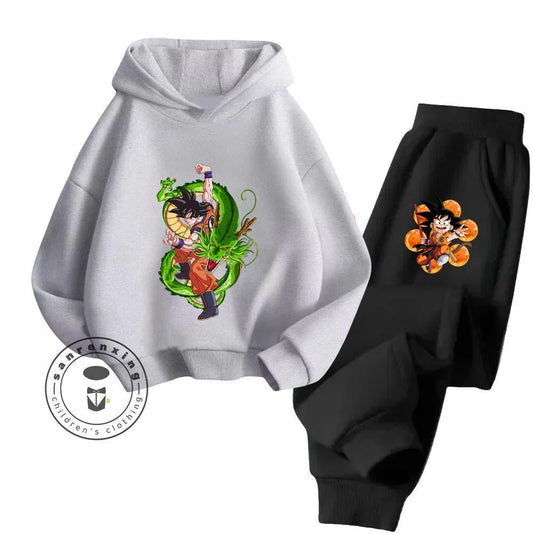 Boys' Baby Clothing Set: Cartoon Dragon Ball Printed Sweatshirt and Pants, 2-Piece Top and Bottom Tracksuit