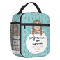 Custom cartoon-printed lunch bag featuring ladies, nurses, and doctors. Thermal insulated, reusable, and multifunctional, perfect for kids' food bento boxes.