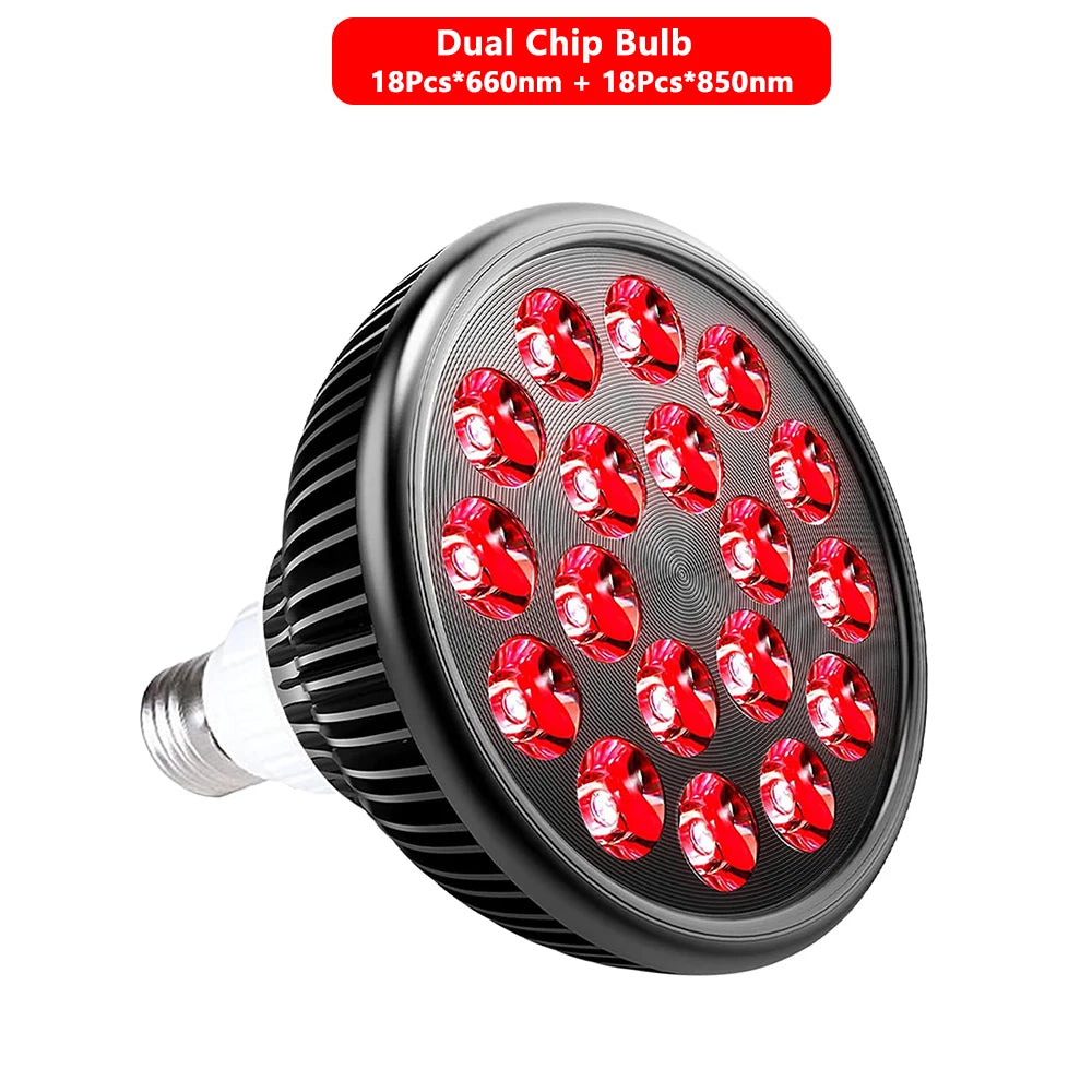 E27 LED Red 54W Light Therapy Lamp 660nm & 850nm Infrared Bulb with Floor Stand for Skin Care Pain Relief 360° Adjustable