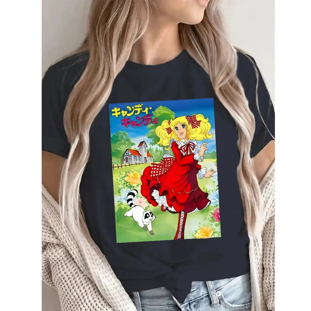 Candy Cartoon Print Streetwear T-shirt Harajuku Clothes Fashion Girls T Shirt Short Sleeve Summer Tee Casual Female O-Neck Top