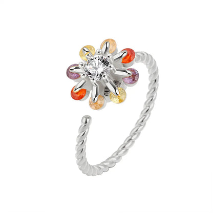 Fidget Spinner Ring Anxiety for Women Multiple Crystal Flower Eye Butterfly Animal Ring Rotate Anti Stress Wedding Jewerly
