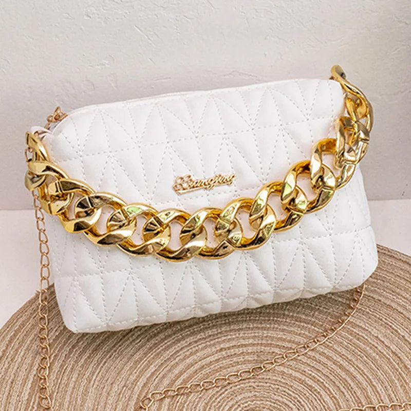 Women's Fashion Chain Embroidered Shoulder Bag