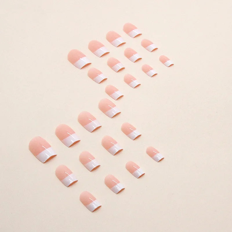 24 PCs Short French Minimalist Nails with 1 Jelly Stickers and 1 Nail File