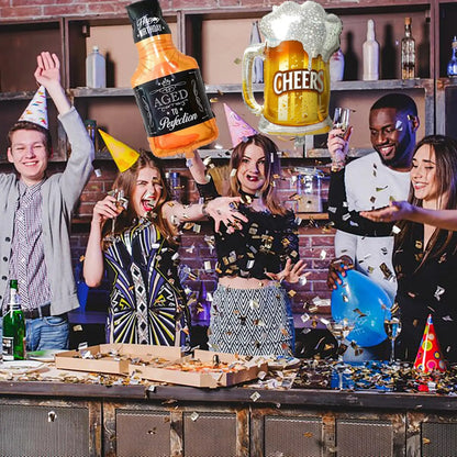 Champagne Bottle and Goblet Wine Glass Large Mylar Balloons Valentines Engagement Wedding Birthday Anniversary Party Decorations