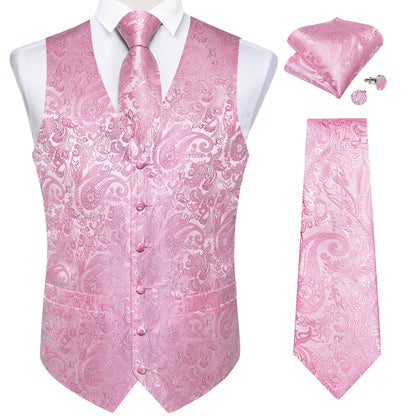 Luxury Paisley Men's Suit Vest Tuxedo Waistcoat Necktie Handkerchief Cufflink Sleeveless Jacket Vest