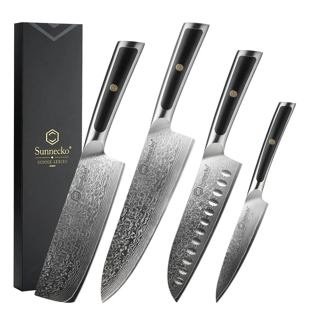 Sunnecko Damascus Chef Knife Set – 1–7 PCS High Carbon VG10 Steel Ultra‑Sharp Kitchen Knives