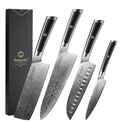 Sunnecko Damascus Chef Knife Set – 1–7 PCS High Carbon VG10 Steel Ultra‑Sharp Kitchen Knives