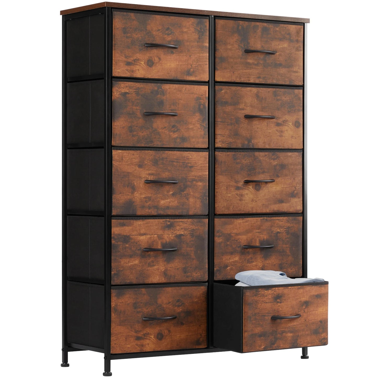 Wardrobe Drawers For With 10 Fabric Drawers and  Steel Frame For  Storage  Closet Bedroom Living Room JHK