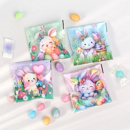 50/100pcs Easter Candy Cookie Bag Cute Bunny Eggs Gift Snack Packaging Bags Happy Easter Party Decoration Supplies Kids Favors