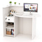 Reception Desk, Small Retail Checkout Counter with Lockable Drawer and Open Shelves, Wooden Computer Workstation, Customized